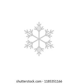 grey flat snowflake icon isolated on white. New Year pictogram. Vector illustration. Christmas clip art. Web button. Cold, freeze or frost label. winter sign. 