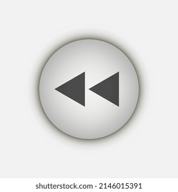 Grey flat symbol rewind button, flat design style