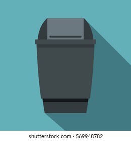 Grey flip lid bin icon. Flat illustration of grey flip lid bin vector icon for web on baby blue background