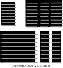 Grey Floating shelves on a black wall background	for decorate room ,bedroom ,living room , wardrobe

