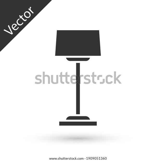 Grey Floor lamp icon isolated on white\
background. Vector.