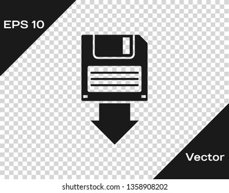 Grey Floppy disk backup icon isolated on transparent background. Diskette sign. Vector Illustration