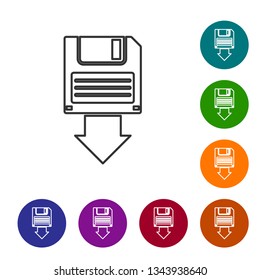 Grey Floppy disk backup line icon isolated on white background. Diskette sign. Vector Illustration