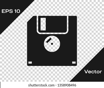 Grey Floppy disk for computer data storage icon isolated on transparent background. Diskette sign. Vector Illustration