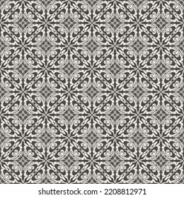 Grey floral abstract seamless fabric ethnic mandala pattern background, ornament decorative illustration textile floral graphic art