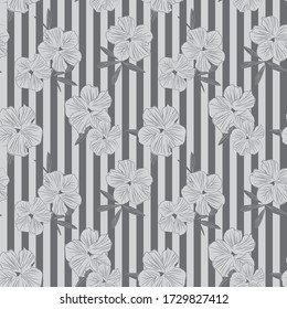 Gris Floral sin soldadura con fondo a rayas adecuado para impresiones de moda, gráficos, fondos y artesanías
