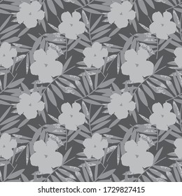 Grey Floral botanical seamless pattern background suitable for fashion prints, graphics, backgrounds and crafts