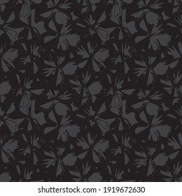 Grey Floral brush strokes seamless pattern background for fashion prints, graphics, backgrounds and crafts