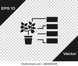 Grey Flower analysis icon isolated on transparent background.  Vector Illustration