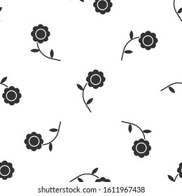 Grey Flower icon isolated seamless pattern on white background.  Vector Illustration