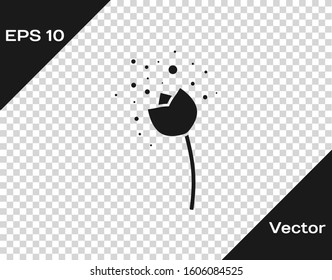 Grey Flower producing pollen in atmosphere icon isolated on transparent background.  Vector Illustration