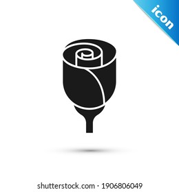 Grey Flower rose icon isolated on white background.  Vector