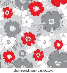 grey flower seamless pattern layout