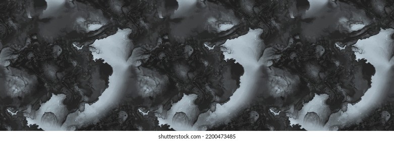 Grey Fluid Pattern. Light Liquid Texture. Slab Alcohol Ink Repeat Floor. Grey Marble Watercolor. Luxury Water Color Watercolor. Liquid Seamless Template. Black Abstract Background. Black Dark Paint.