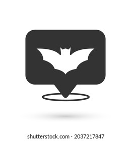 Grey Flying bat icon isolated on white background. Happy Halloween party.  Vector