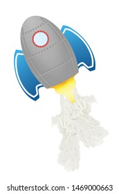 Grey flying rocket. vector illustration
