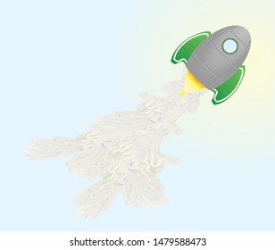 Grey flying rocket. vector illustration