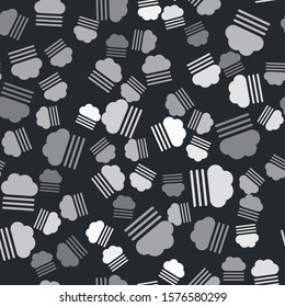 Grey Fog and cloud icon isolated seamless pattern on black background.  Vector Illustration