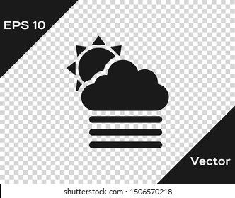 Grey Fog and cloud with sun icon isolated on transparent background.  Vector Illustration