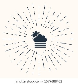 Grey Fog and cloud with sun icon isolated on beige background. Abstract circle random dots. Vector Illustration