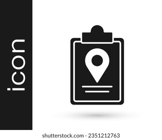 Mapa plegado gris con icono de marcador de ubicación aislado en fondo blanco.  Ilustración vectorial