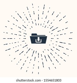 Grey Folder download icon isolated on beige background. Abstract circle random dots. Vector Illustration