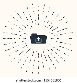 Grey Folder upload icon isolated on beige background. Abstract circle random dots. Vector Illustration