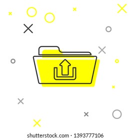 Grey Folder upload line icon isolated on white background. Vector Illustration