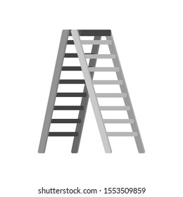 Grey Folding ladder. Stairs Vector Illustration. Tool for construction