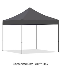 Grey Folding Tent Vector Illustration. Pop Up Gazebo. Canopy Tent