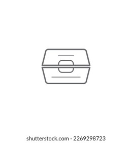 Grey food box icon, lunch box.