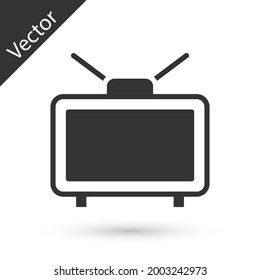 Grey Football soccer match on TV icon isolated on white background. Football online concept.  Vector
