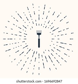 Grey Fork icon isolated on beige background. Cutlery symbol. Abstract circle random dots. Vector Illustration
