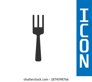 Icono de la horquilla gris aislado en fondo blanco. Símbolo de cubiertos.  Vector