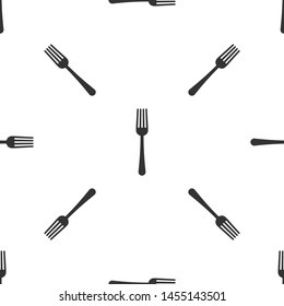 Grey Fork icon isolated seamless pattern on white background. Cutlery symbol.  Vector Illustration