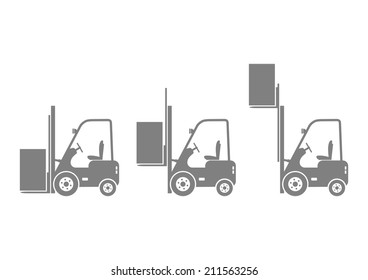 Grey forklift icons on white background  