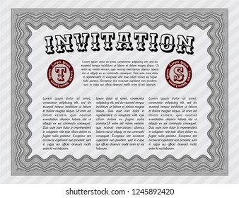 Grey Formal invitation. Artistry design. With quality background. Detailed. 