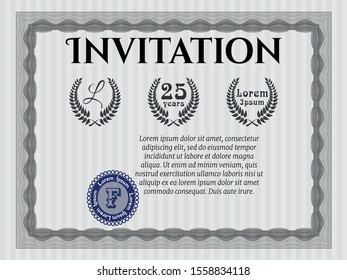 Grey Formal invitation. Artistry design. Customizable, Easy to edit and change colors. Printer friendly. 