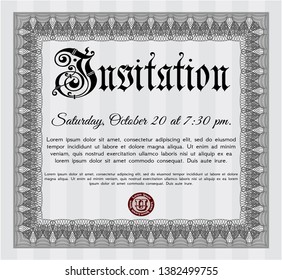 Grey Formal invitation. With background. Customizable, Easy to edit and change colors. Retro design. 