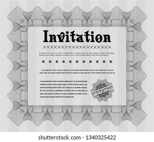 Grey Formal invitation. With background. Detailed. Good design. 