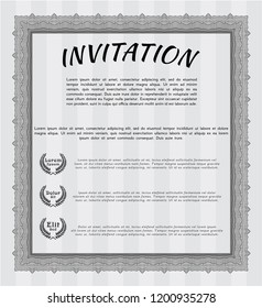 Grey Formal invitation. With background. Excellent design. Vector illustration. 
