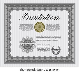 Grey Formal invitation. With background. Vector illustration. Beauty design. 