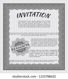 Grey Formal invitation. With background. Vector illustration. Sophisticated design. 
