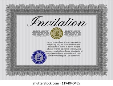 Grey Formal invitation. Complex background. Perfect design. Vector illustration. 
