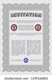 Grey Formal invitation. With complex background. Detailed. Money design. 