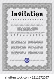 Grey Formal invitation. Complex background. Customizable, Easy to edit and change colors. Money design. 