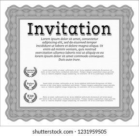 Grey Formal invitation. With complex background. Money Pattern. Vector illustration. 