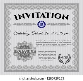 Grey Formal invitation. With complex background. Excellent design. Vector illustration. 