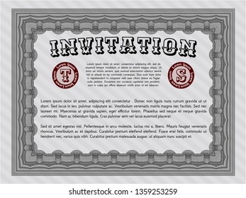 Grey Formal invitation. With complex background. Vector illustration. Cordial design. 