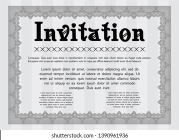 Grey Formal invitation. With complex background. Beauty design. Customizable, Easy to edit and change colors. 
